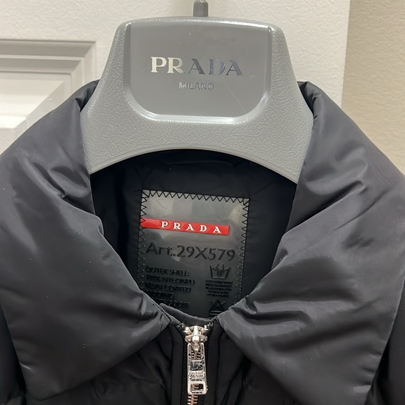 Prada Milano black nylon belted white goose down zippered suede belt tech wear - Picture 2 of 14